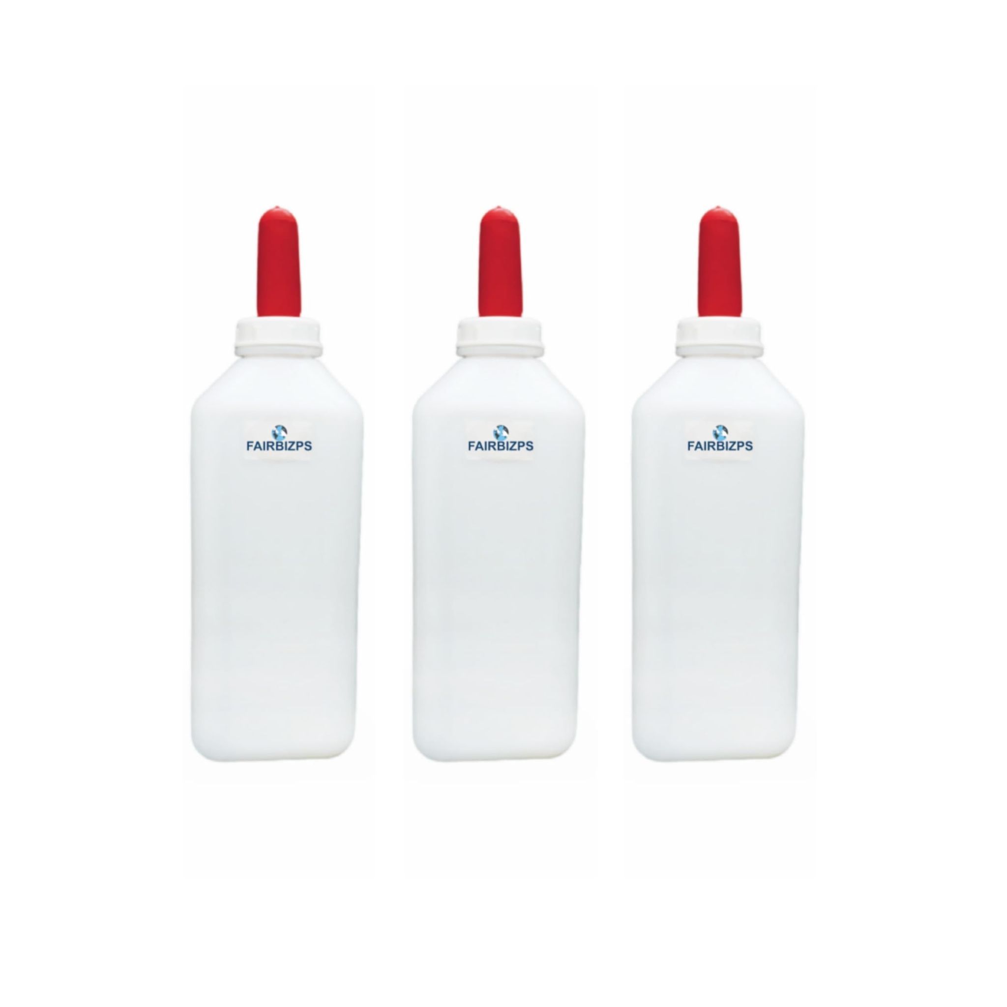 FAIRBIZPS Calf Feeding Milk Bottle, Milk Feeding Bottle for Calf with Nipple, Calf Feeding Bottle White, 2 Liter pac of 3