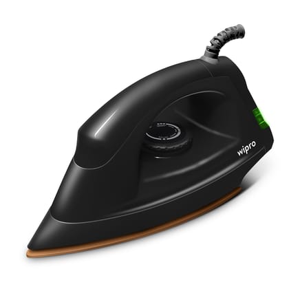 Wipro GD208 Automatic Electric Dry Iron 1200 Watt With Large LED Indicator | Large Soleplate|Anti Bacterial German Weilburger Double Coated Soleplate | Quick Heat Up - 1200 Watts, Black Wipro GD208 Automatic Electric Dry Iron 1200 Watt With Large LED Ind