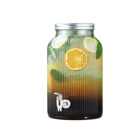 Italian Premium Glass Dispenser with Tap and Steel Lid | 5.5 Littre | Glass Pitcher | Cold Beverage for Beer, Water, Cocktails, Juice, Detox Water |