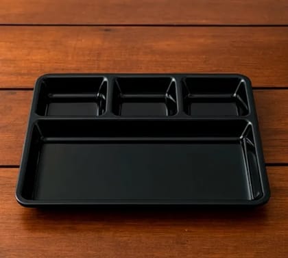 Plastic 4-Compartment Rectangular Meal Serving Tray  Sectioned Dining Plate (1 Pc)