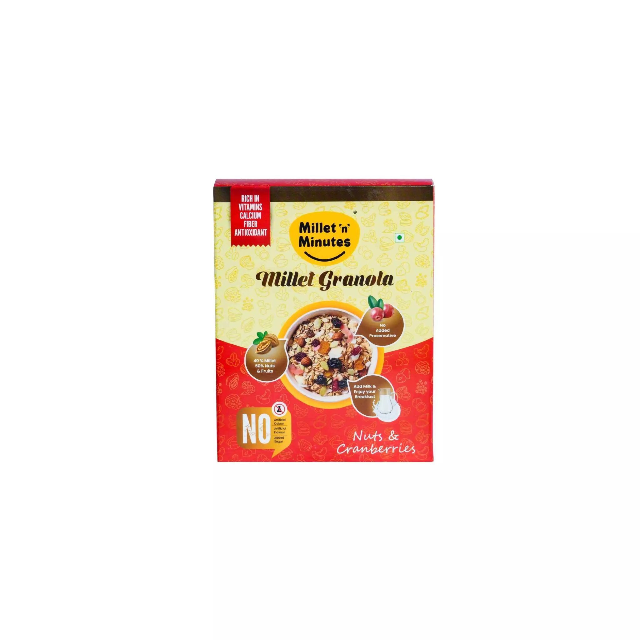 MilletnMinutes Millet Granola – Crunchy and Nutritious Granola Made with Roasted Millets, Nuts, and Seeds – 250g