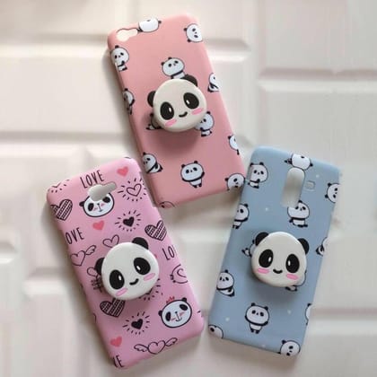 Panda Cute Custom Slim Soft Cases-Baby Pink / With Pop Socket