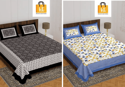 2201-Hometrade India- Standard Double Size (90*100 in )-Combo Double Bedsheet