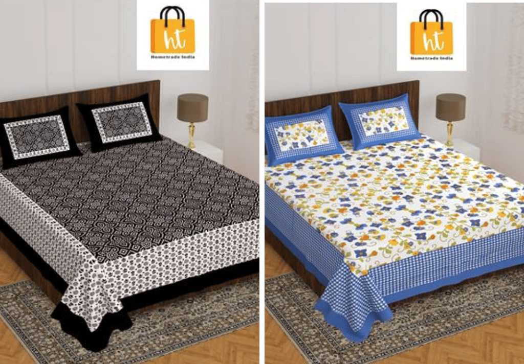 2201-Hometrade India- Standard Double Size (90*100 in )-Combo Double Bedsheet