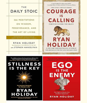 4 Books Set: Daily Stoic,Courage Is Calling,Stillness Is The Key,Ego Is Enemy