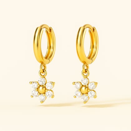 Flower Drop Earrings - 18k Gold Plated