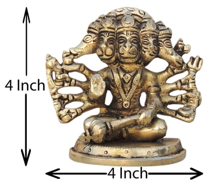 Brass Showpiece Panchmukhi Hanuman Ji Statue idol  - 4*2*4 Inch (BS1528 E)