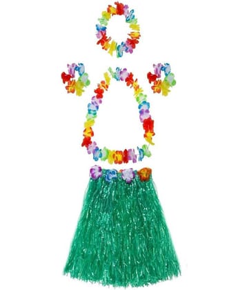 Kaku Fancy Dresses Hawaiian Girl Costume, Flower Hawaiian Costume for Summer Beach Party - Green 3-12 Years for Girls
