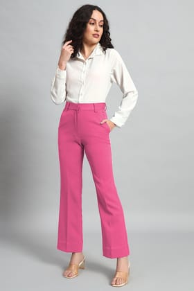 Flared Bootcut Trousers, Pink-XS