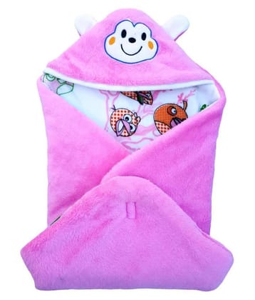 brandonn Pink Fleece Baby Wrap cum blanket ( 66 cm × 66 cm - 1 pcs)