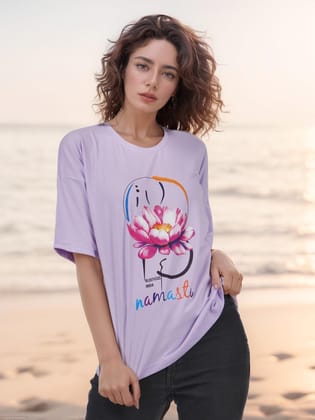 Blueficus Women’s Oversized Cotton Blend Printed T-Shirt | Half Sleeve Round Neck Longline Drop Shoulder Tee