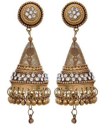 JFL- Traditional Ethnic Exquisite Crafted Jali Cone shape jhumka Earring with Austrian Diamonds for Women & Girls