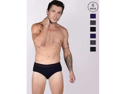 FRENCHIE Casuals 4003 Men Solid Cotton Briefs in Assorted Colours Pack of 6 - L
