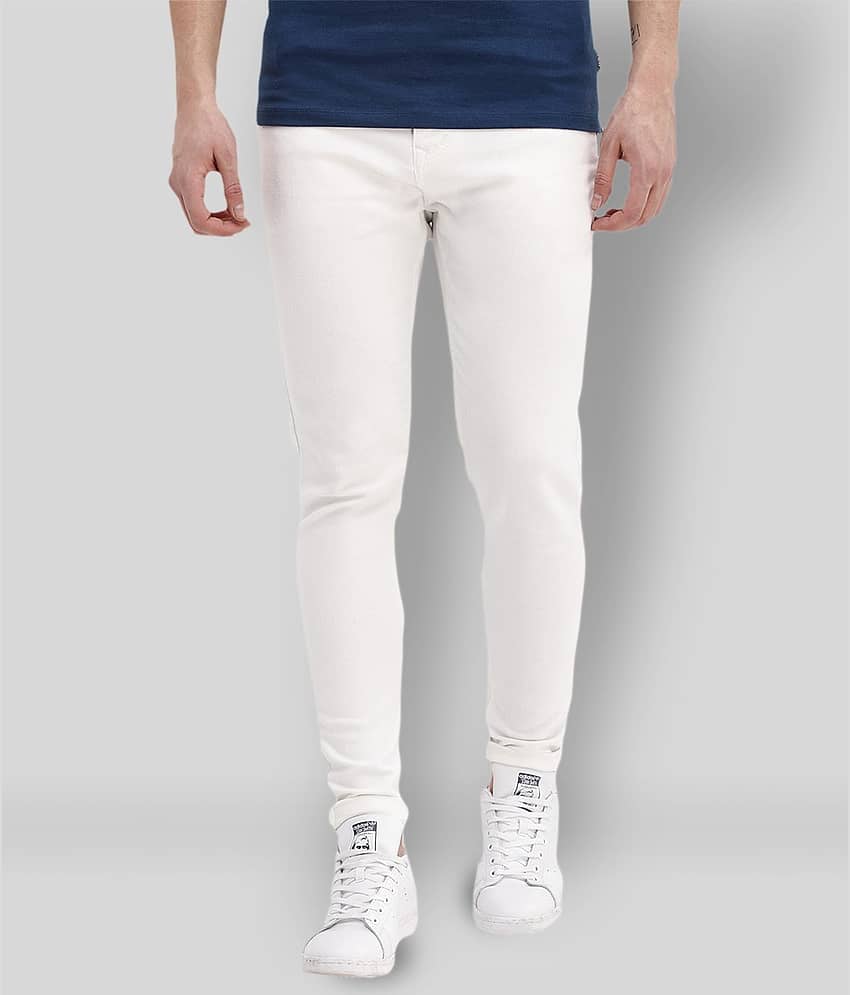 HALOGEN - White Cotton Blend Slim Fit Men's Jeans ( Pack of 1 )