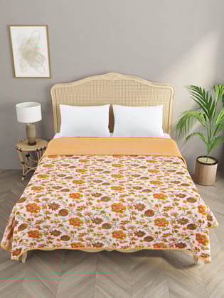 Double Bed Floral Print Reversible Dohar/AC Blanket in Thick Cotton-Floral / Double King (90X108 Inches)