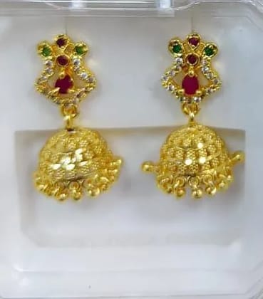 Micro gold AD stone & hydro crystal Jhumki.