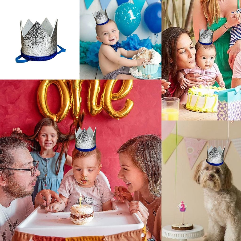 Kids Crown Silver Cap w/Pull Elastic & Customisable