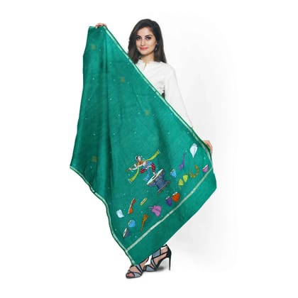 Handpainted Bansi Badika Pattachitra Soft Cotton Silk Dupatta