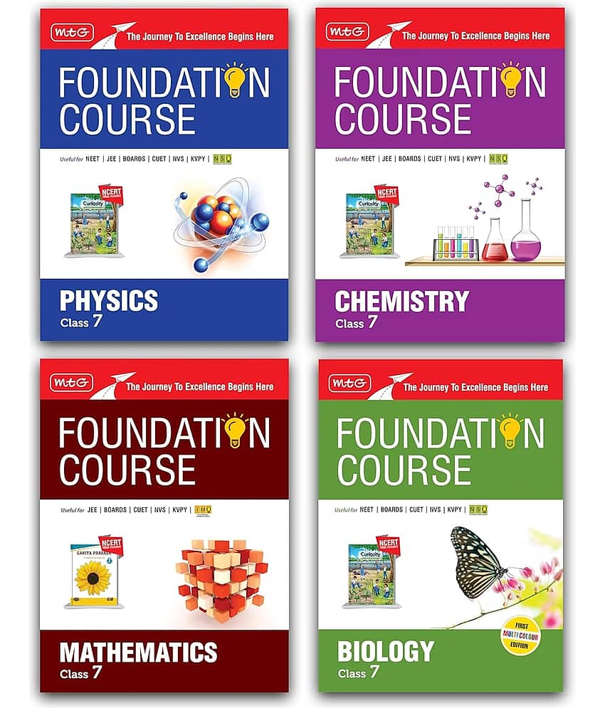 MTG Foundation Course Class 7 Physics, Chemistry, Mathematics & Biology Book (Set of 4 Books) For IIT JEE, NEET, NSO Olympiad, CUET, NVS, KVPY & Board