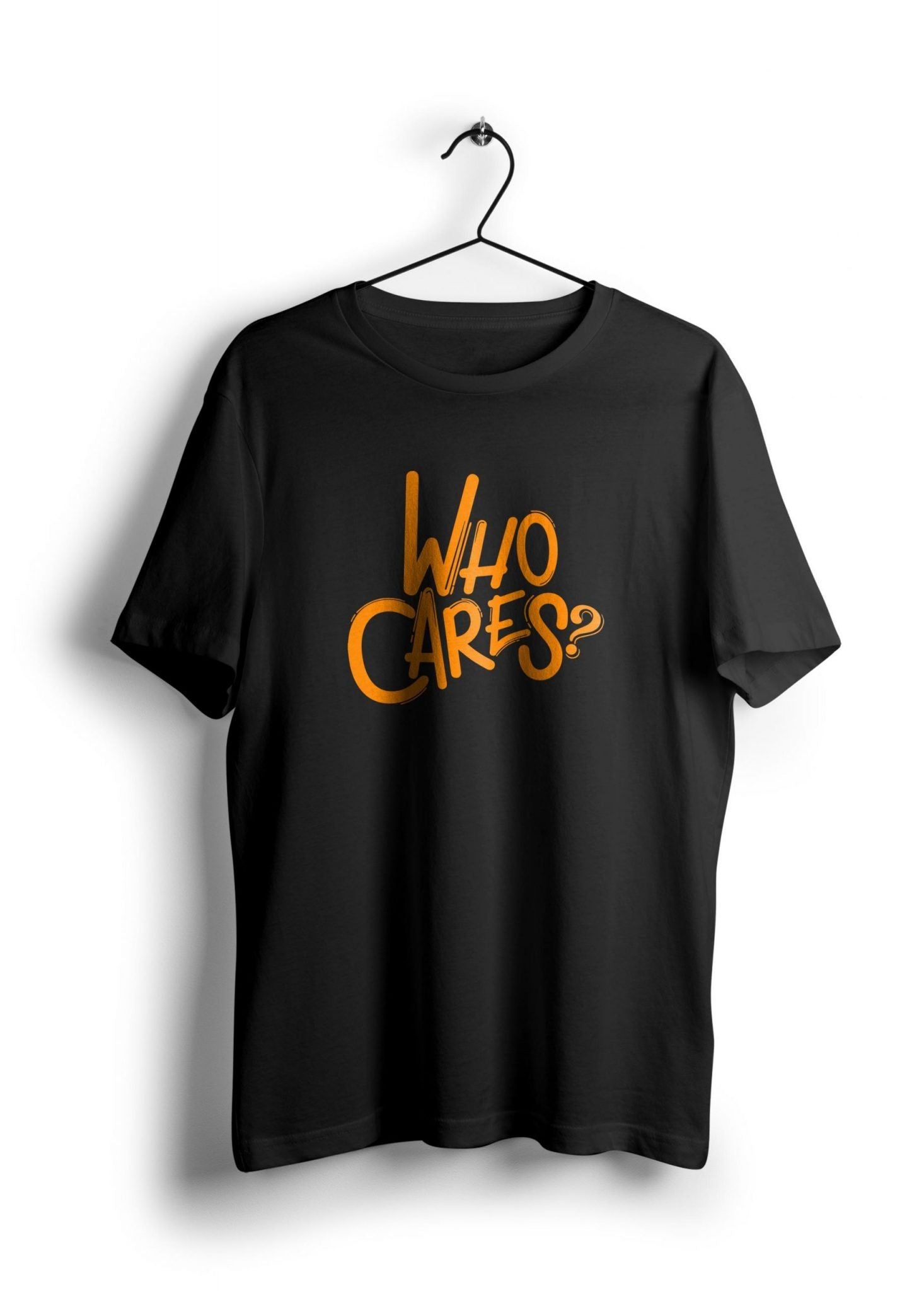 No One Cares Half Sleeve T-Shirt-BLACK / L