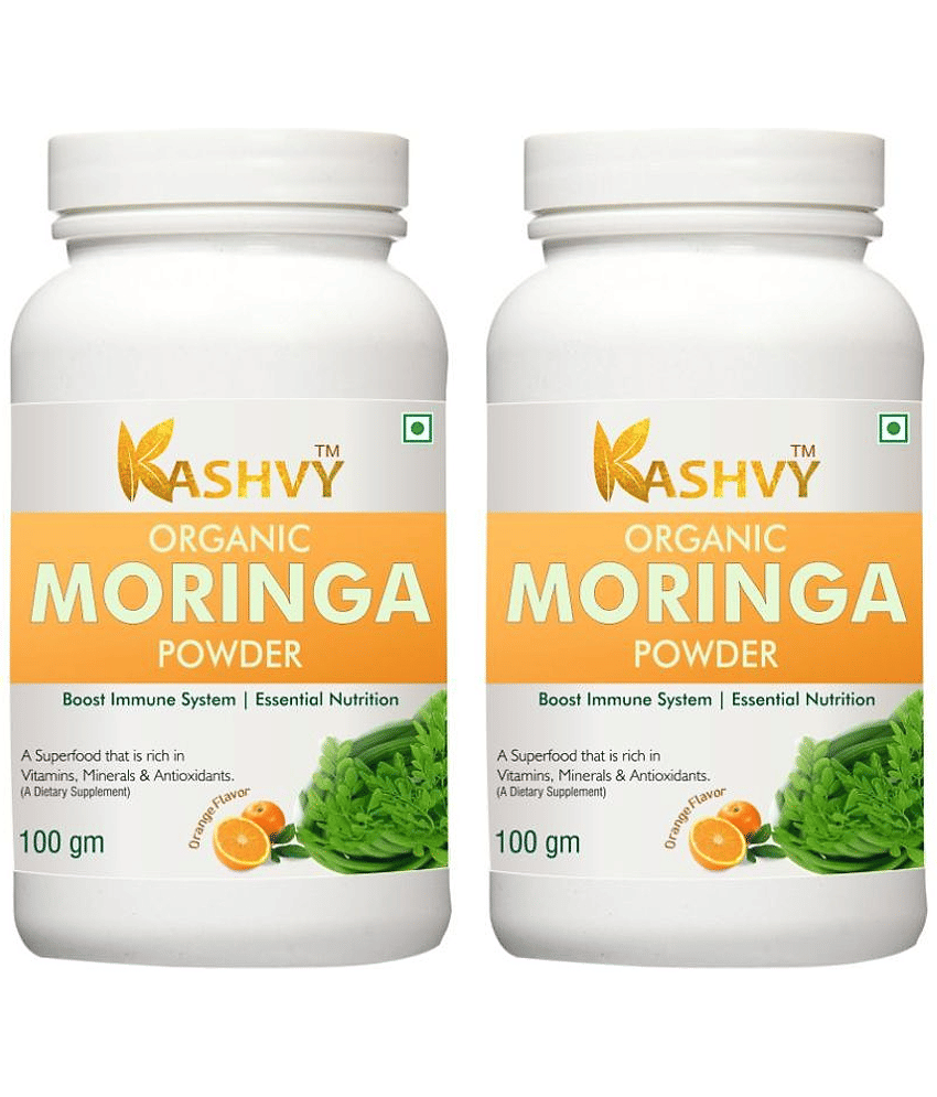 Kashvy Moringa Powder | Improves Digestive Health, 200 gm Orange Multivitamins Powder Pack of 2