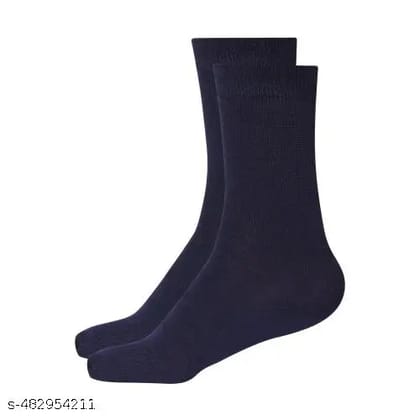 Unisex Navy Blue plain formal Lycra cotton socks/school socks - Pack of 2