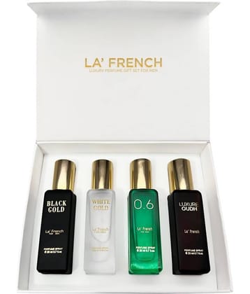 LA FRENCH Eau De Parfum (EDP) Woody,Warm and Spicy,Smoky Strong -Fragrance For Men ( Pack of 4 )