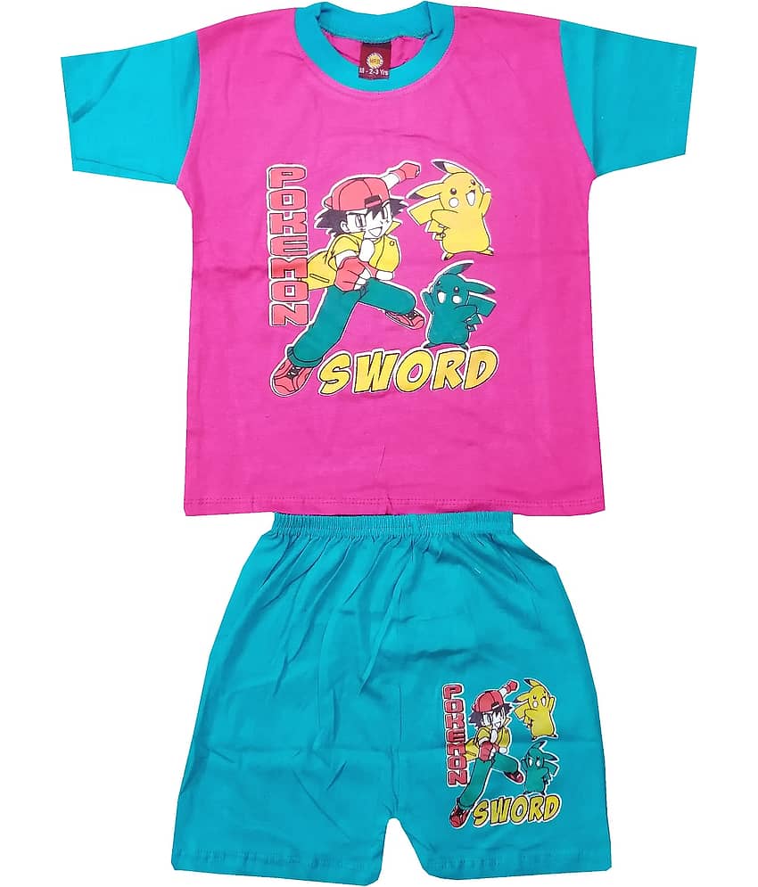 Baby Boys Casual T-shirt Shorts  (Pink)