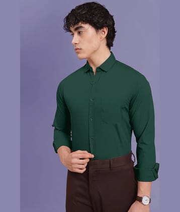 ALY JH0N 100% Cotton Regular Fit Solids Full Sleeves Men's Casual Shirt - Light Green ( Pack of 1 )