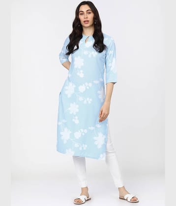 Ketch Polyester Printed Straight Women's Kurti - Blue ( Pack of 1 )