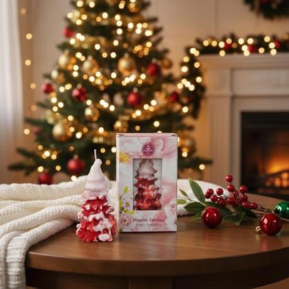 SS Enterprise Organic Soy Wax Christmas Tree Piller Candle for Decor | Christmas Tree Shaped Scented Aromatic Fragrance Candles | Smoke-Free Candle | Xmas Decoration Accessories