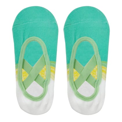 Pilates Socks for Women - Two Toned  White & turquoise green Anti-Skid Technology