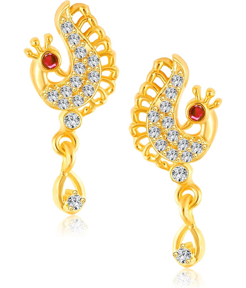 VIVASTRI Golden Stud Earrings ( Pack of 1 )