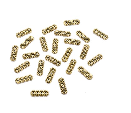 Antique Gold 4 Hole Connector for Jewellery Making and Embroidery Work. CTR-024-Per Packet of 52 Pair / 5X14 MM