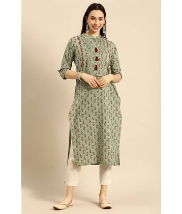 Rajnandini - Green 100% Cotton Women's Straight Kurti ( Pack of 1 )