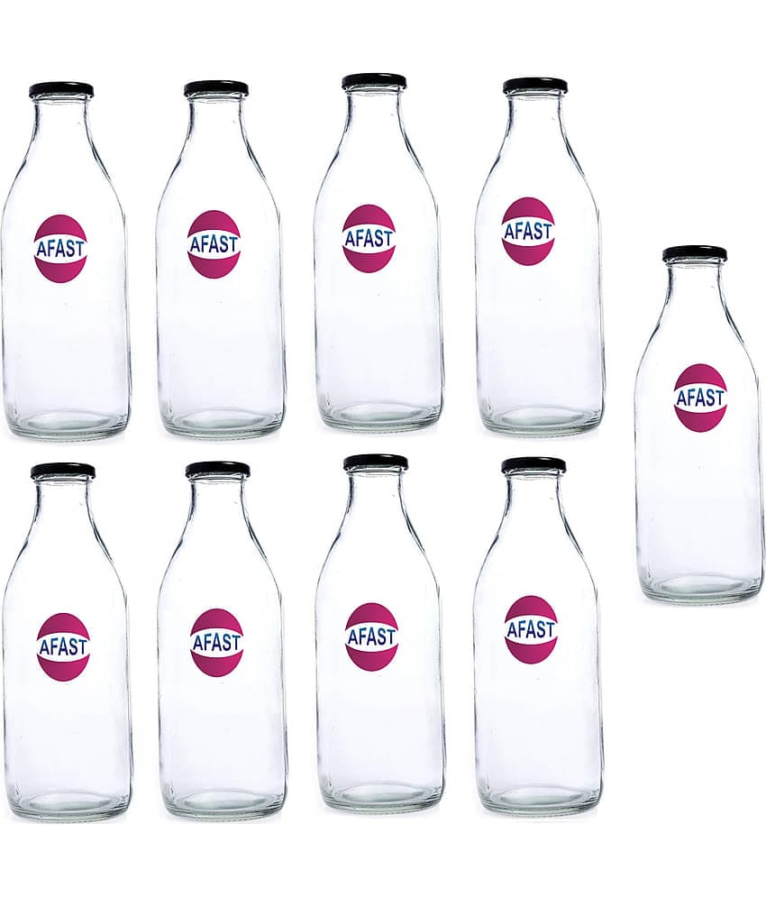 Somil Glass Storage Bottle, Transparent, Pack Of 9, 1000 ml