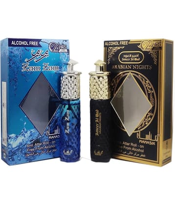 MANASIK ARABIAN NIGHT  & ZAM ZAM  Concentrated   Attar Roll On 6ml .  ( COMBO SET )