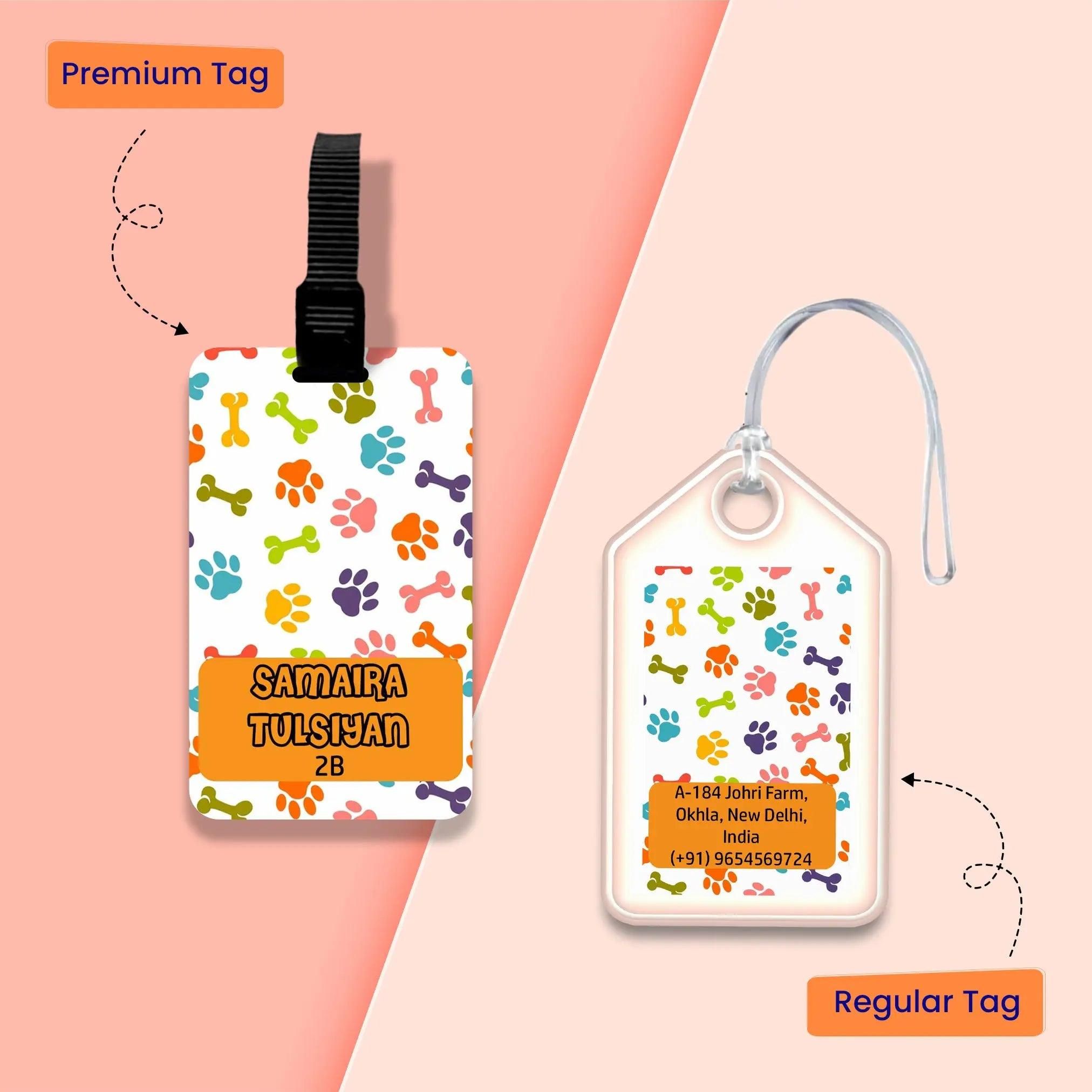 Personalized Bag Tags for Kids - Set of 5 - Cute Dog Design-Regular Bag Tags
