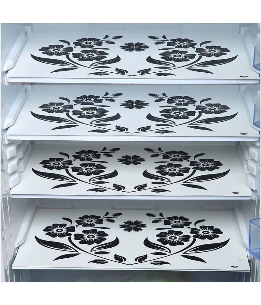 E-Retailer Set of 4 PVC Black Fridge Mats