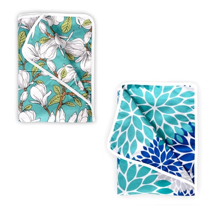 Green and Blue Floral 100% Cotton Baby Dohar Blanket Combo for New Born Under 04 Years-Toodler/Infants / Green and Blue / KTB-PR_5009_5012