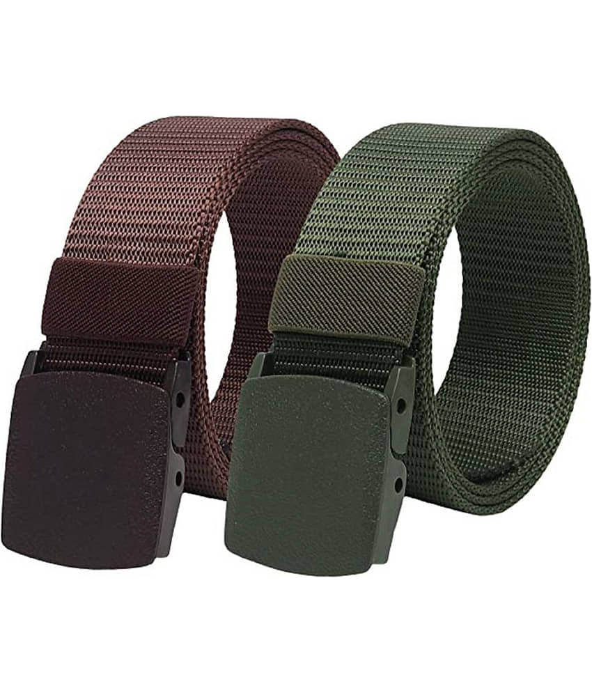 SILKSHOPPING - Multicolor Nylon Men's Casual Belt ( Pack of 2 )