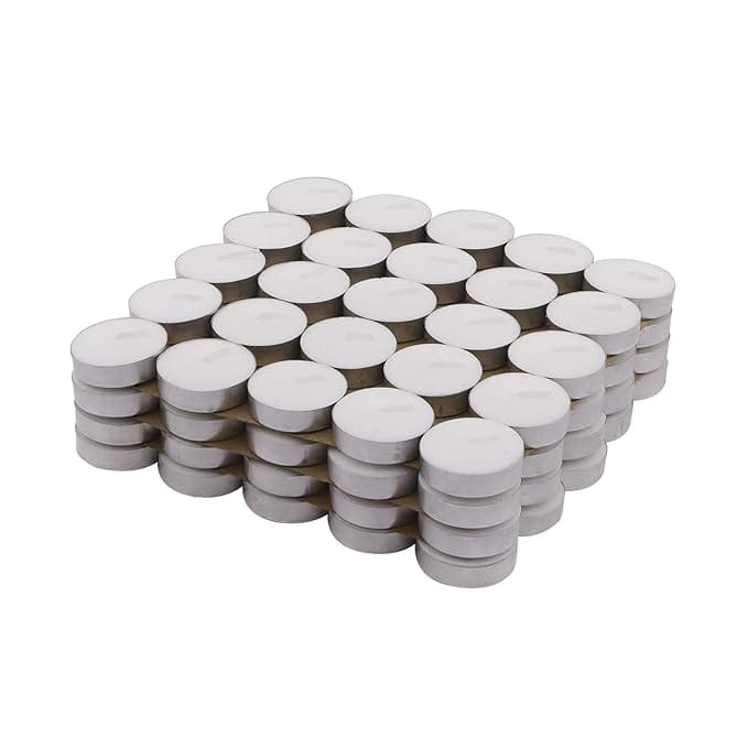 Set of 50 Pure Wax Unscented White Tea Light Candles