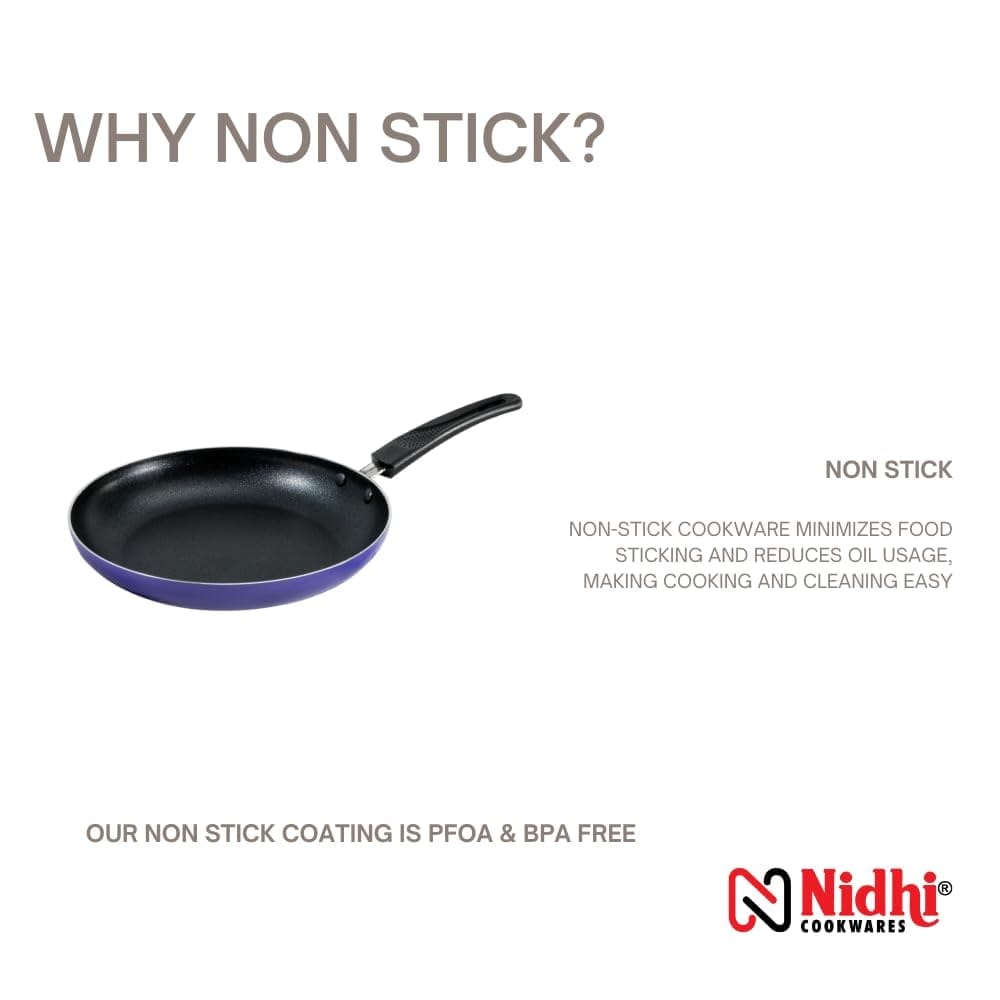 Nidhi Non Stick Taper Fry Pan I 240 mm Diameter I 2.3 Mm I 1.4 LTR Volume