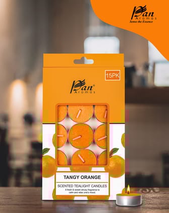 15-Pack Scented Tealight Candle - Tangy Orange-Tangy Orange