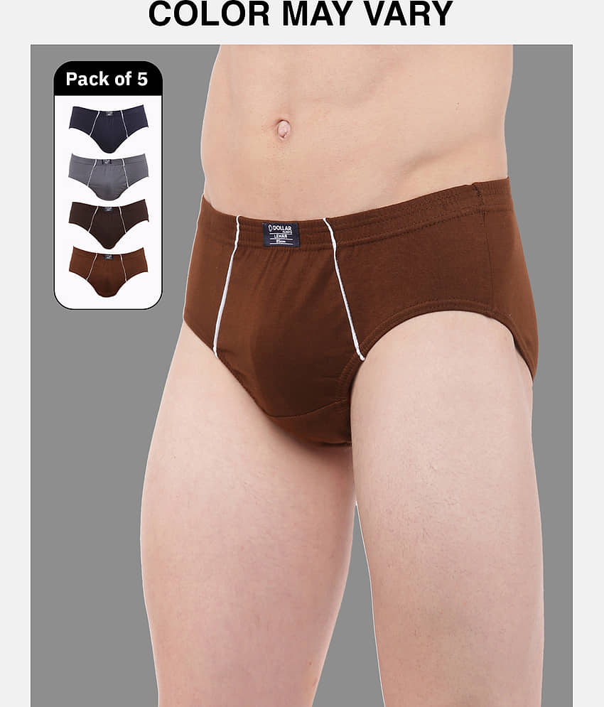 Dollar Lehar Super Combed Cotton Mens Brief - Pack of 5 - (Colour May Vary)