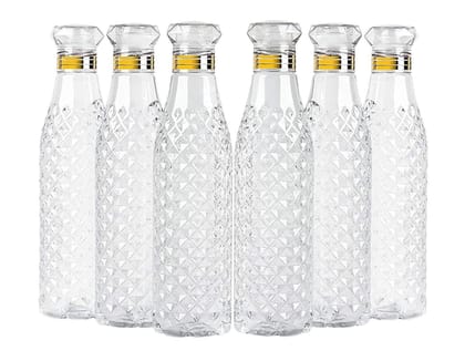 Water Bottles with Diamond Pattern, 1 Litre, Set of 6, Fridge Water Bottle 1000ml, Leak Proof & BPA Free & Airtight Lid | Ideal for Office, Sports, School, Travelling, Gym, Yoga Water Bottles with Diamond Pattern, 1 Litre, Set of 6, Fridge Water Bottle 1000ml, Leak Proof & BPA Free & Airtight Lid | Ideal for Office, Sports, School, Travelling, Gym, Yoga