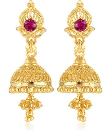 Traditional wear, Wedding and Party wear South Screw back alloy Gold Plated Jhumki Earring for Women and Girls