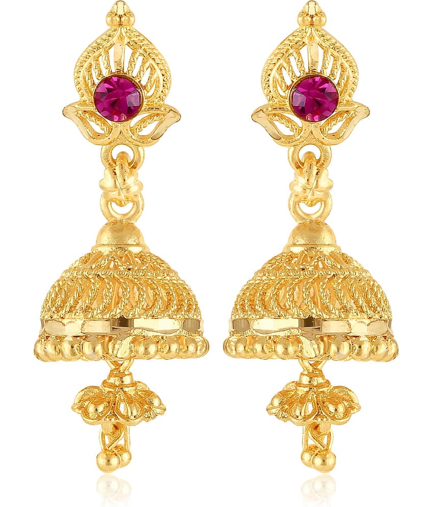 Traditional wear, Wedding and Party wear South Screw back alloy Gold Plated Jhumki Earring for Women and Girls