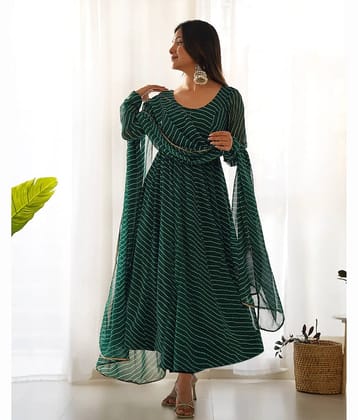 Trijal Fab Green Anarkali Georgette Women's Stitched Ethnic Gown ( Pack of 1 )