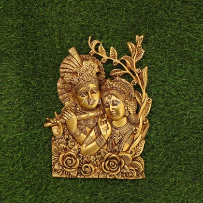 Wall Mounted Brass Radha Krishna Wall Hanging 14 Inch Height